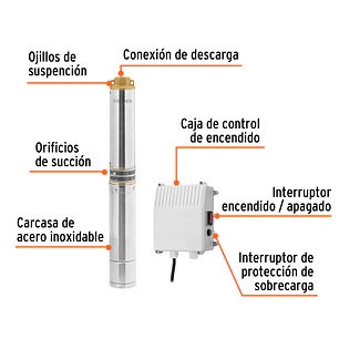 Bomba de Agua Sumergible Tipo Bala TRUPER 102975 1 HP (220V)