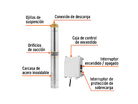 Bomba de Agua Sumergible Tipo Bala TRUPER 102975 1 HP (220V) - Foto 2 | aztools.co