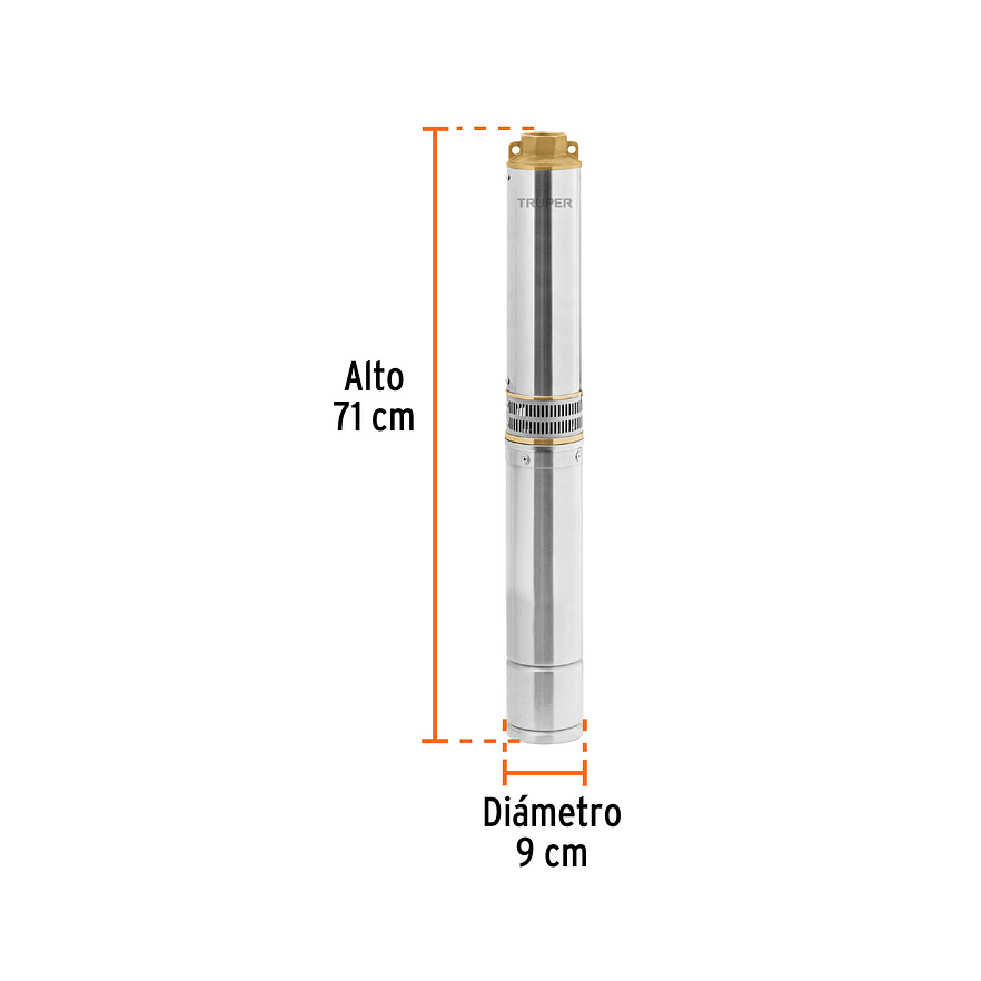 Bomba de Agua Sumergible Tipo Bala TRUPER 102975 1 HP (220V) 3