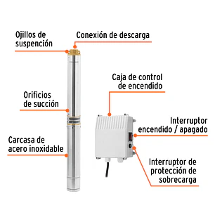 Bomba de Agua Sumergible Tipo Bala TRUPER 102977 2 HP (80m Altura, 220V)