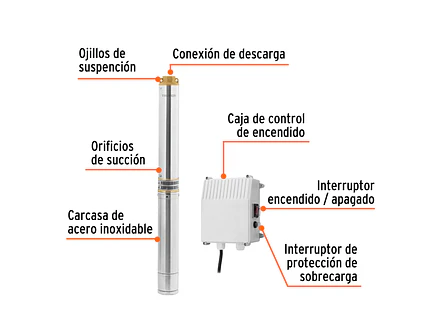 Bomba de Agua Sumergible Tipo Bala TRUPER 102977 2 HP (80m Altura, 220V) - Foto 2 | aztools.co