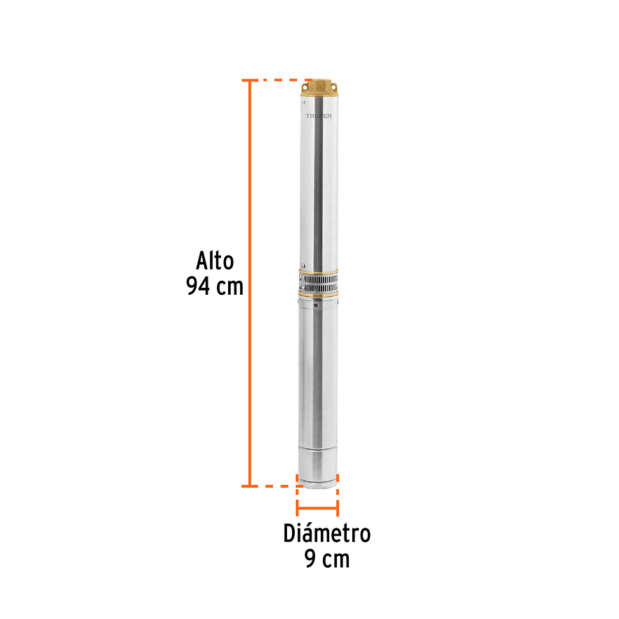 Bomba de Agua Sumergible Tipo Bala TRUPER 102977 2 HP (80m Altura, 220V) 3