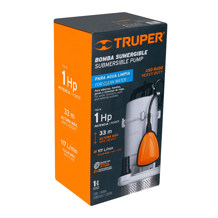 Bomba Sumergible para Agua Limpia Truper 15003 - Foto 5 | aztools.co
