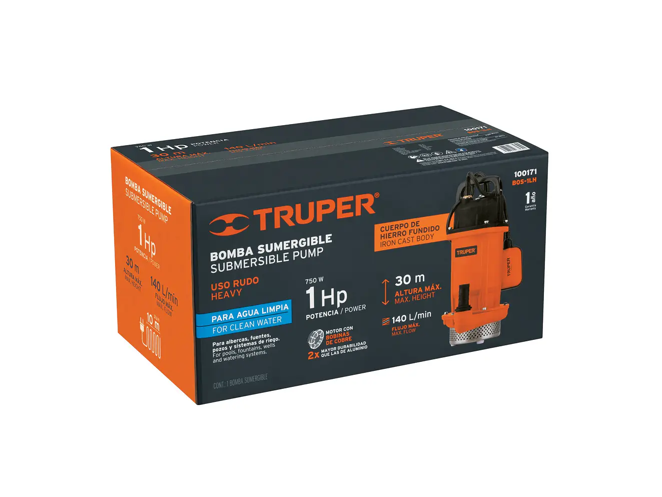 Bomba Sumergible para Agua Truper 100171, 1 HP - Foto 5 | aztools.co