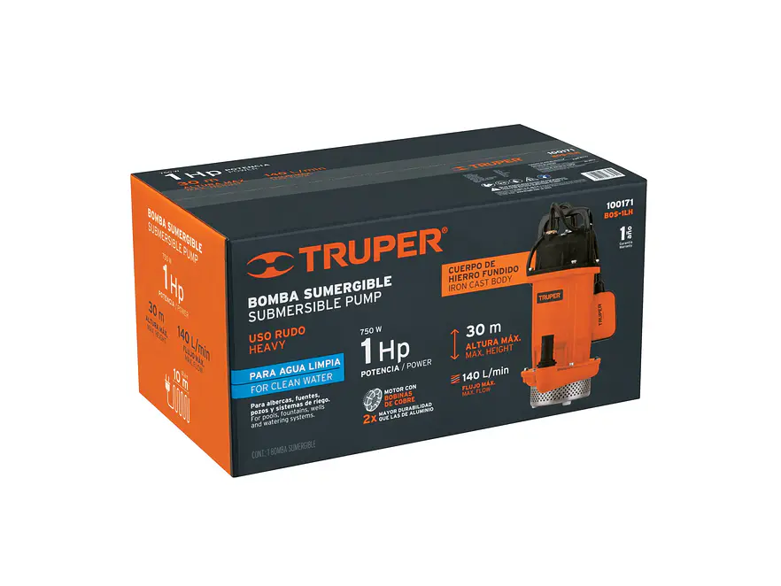 Bomba Sumergible para Agua Truper 100171, 1 HP - Foto 5 | aztools.co