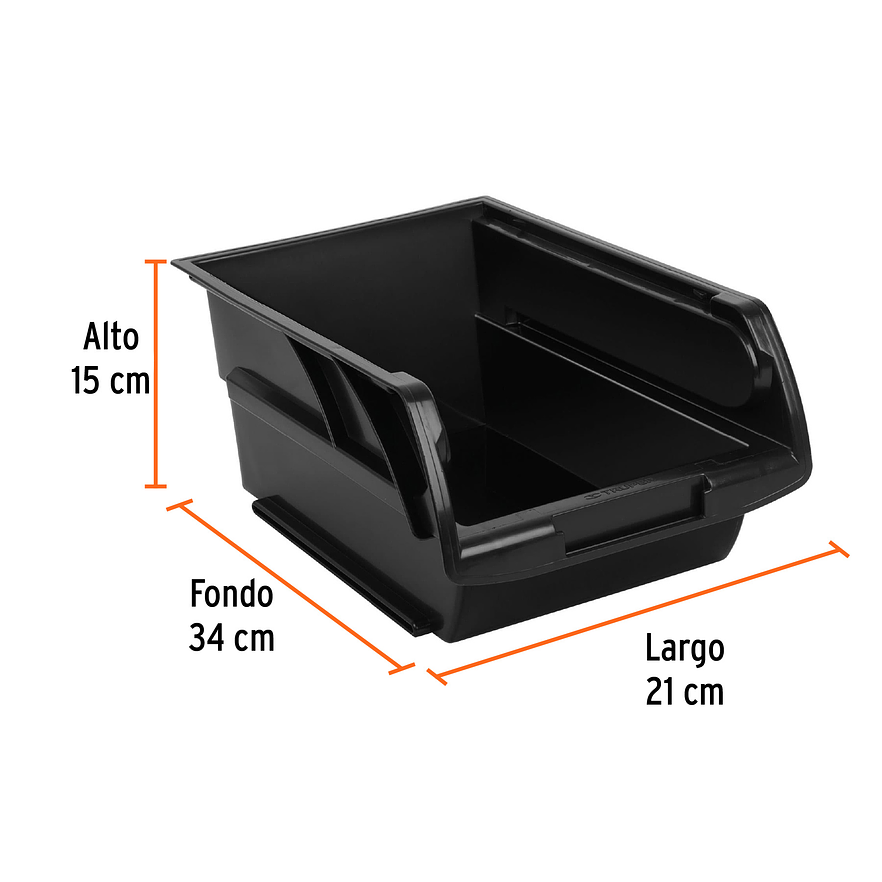 Gaveta apilable de plástico Truper 10891, 34 x 21 x 15 cm