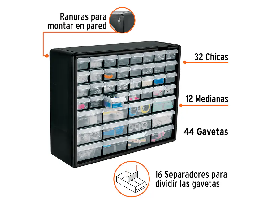 Organizador Truper 102642, con 44 Gavetas - Foto 2 | aztools.co