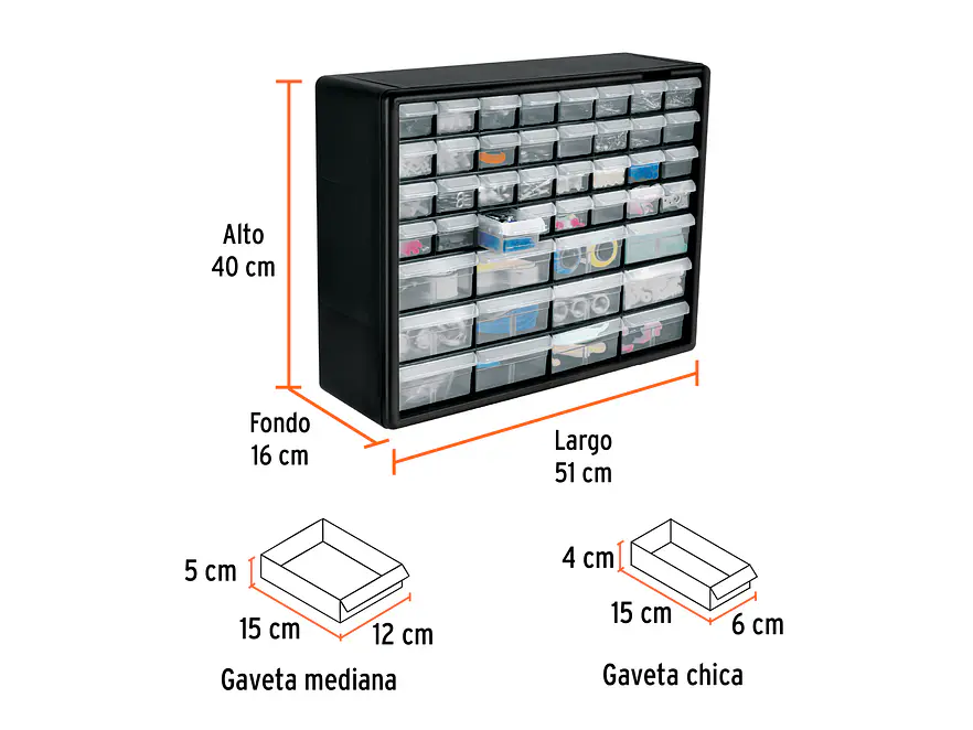 Organizador Truper 102642, con 44 Gavetas - Foto 3 | aztools.co