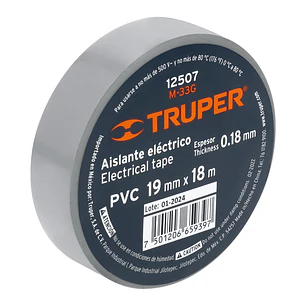 Cinta de aislar # 33  Truper 12507, 18m, gris