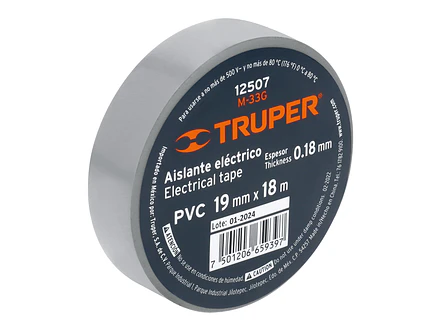 Cinta de aislar # 33  Truper 12507, 18m, gris - Foto 2 | aztools.co