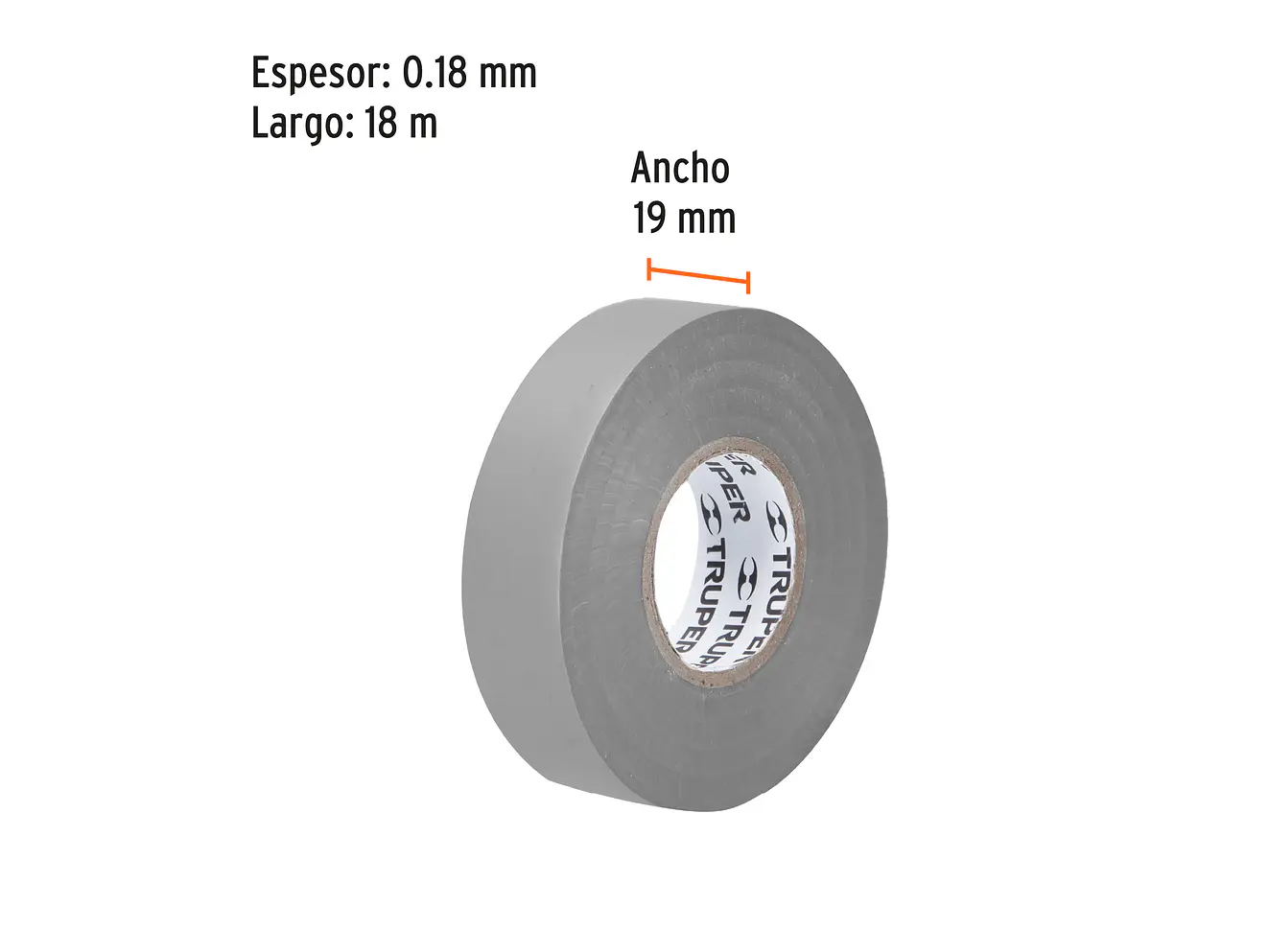 Cinta de aislar # 33  Truper 12507, 18m, gris - Foto 3 | aztools.co