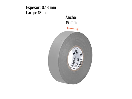 Cinta de aislar # 33  Truper 12507, 18m, gris - Foto 3 | aztools.co