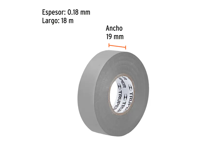 Cinta de aislar # 33  Truper 12507, 18m, gris - Foto 3 | aztools.co