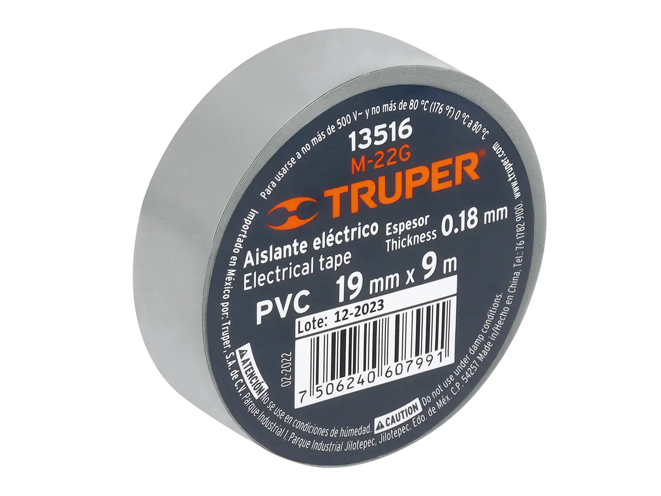 Cinta de aislar # 22 Truper 13516, 9 m, gris  - Foto 2 | aztools.co