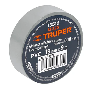 Cinta de aislar # 22 Truper 13516, 9 m, gris 