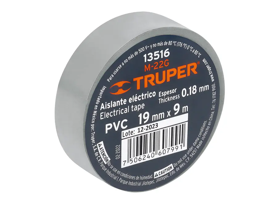 Cinta de aislar # 22 Truper 13516, 9 m, gris  - Foto 2 | aztools.co