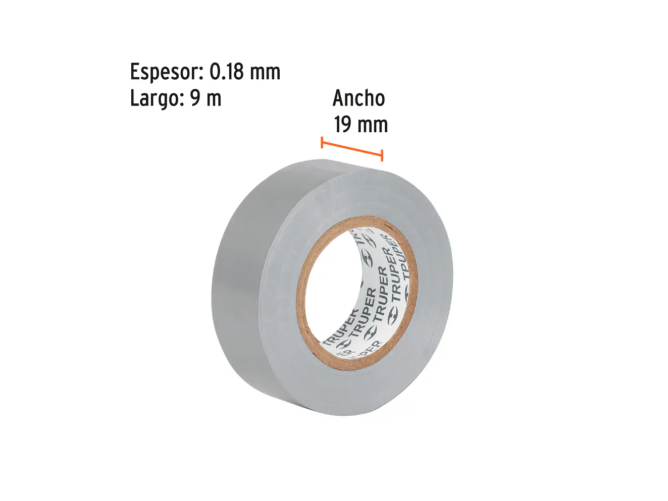 Cinta de aislar # 22 Truper 13516, 9 m, gris  - Foto 3 | aztools.co