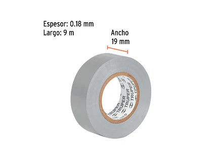 Cinta de aislar # 22 Truper 13516, 9 m, gris  - Foto 3 | aztools.co