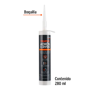 Adhesivo de Montaje Truper 102280, Adiós Clavos, 420 g, Blanco