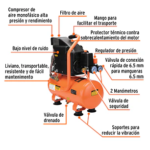 Compresor Lubricado Truper 103030, 10L, 2 HP, Horizontal