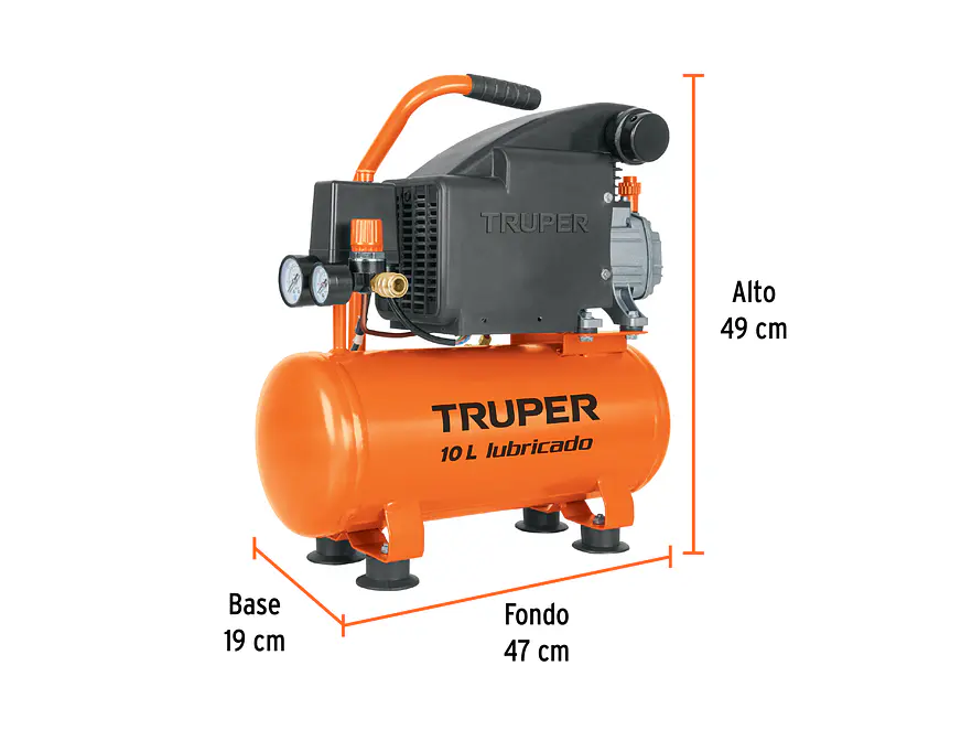 Compresor Lubricado Truper 103030, 10L, 2 HP, Horizontal - Foto 3 | aztools.co