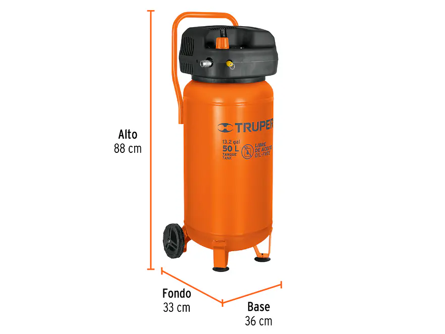 Compresor Libre de Aceite Truper 13847, 50L, 3HP, Vertical - Foto 3 | aztools.co