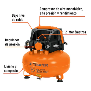 Kit Compresor Truper 101428, 24L Sin Aceite, 127V