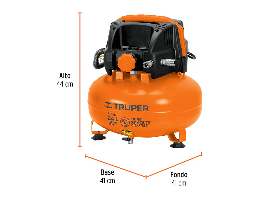 Kit Compresor Truper 101428, 24L Sin Aceite, 127V - Foto 3 | aztools.co