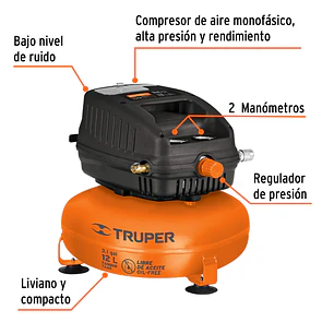 Compresor Libre de Aceite Truper 13824, 12L, 1HP, 127V