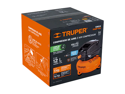 Compresor Libre de Aceite Truper 13824, 12L, 1HP, 127V - Foto 4 | aztools.co