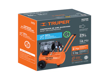 Compresor de Aire Silencioso Truper 102958, 25 L, 2 HP - Foto 5 | aztools.co