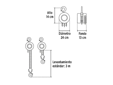 Diferencial de Cadena Pretul 27128, de 2 Toneladas - Foto 3 | aztools.co