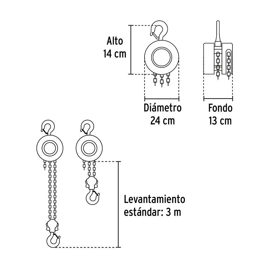 Diferencial de Cadena Pretul 27128, de 2 Toneladas - Foto 3 | aztools.co
