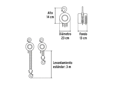 Diefrencial de cadena Pretul 27127, de 1 Tonelada - Foto 3 | aztools.co