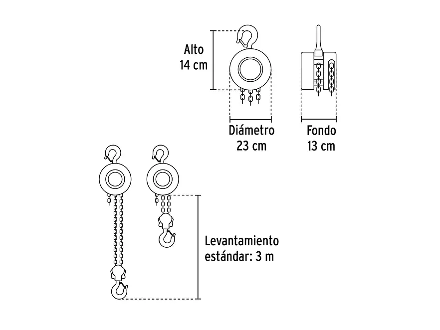 Diefrencial de cadena Pretul 27127, de 1 Tonelada - Foto 3 | aztools.co