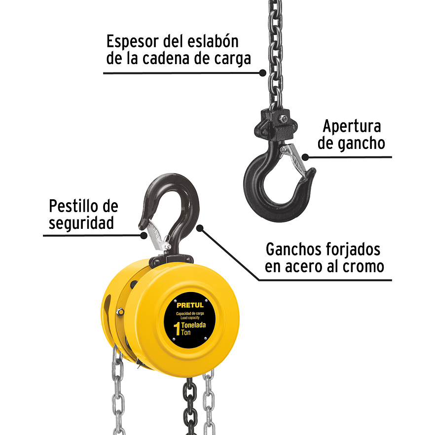 Diefrencial de cadena Pretul 27127, de 1 Tonelada 2