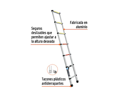 Escalera Telescópica Truper 101903, 7 Peldaños, Capacidad 100 kg - Foto 3 | aztools.co