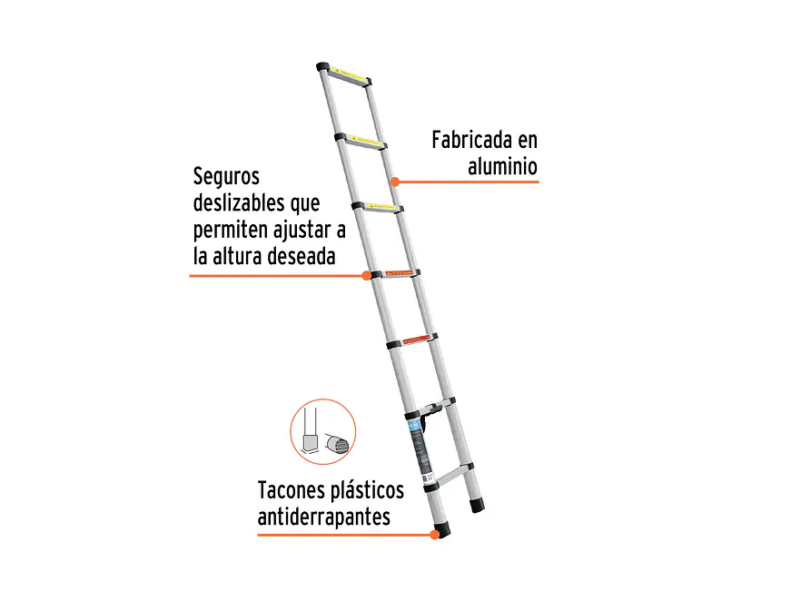 Escalera Telescópica Truper 101903, 7 Peldaños, Capacidad 100 kg - Foto 3 | aztools.co
