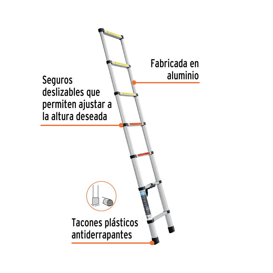 Escalera Telescópica Truper 101903, 7 Peldaños, Capacidad 100 kg 3
