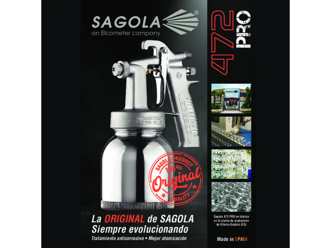 Pistola para Pintar Sagola 472 PRO 10130102 Baja Presión, Consumo 65 L/min - Foto 2 | aztools.co