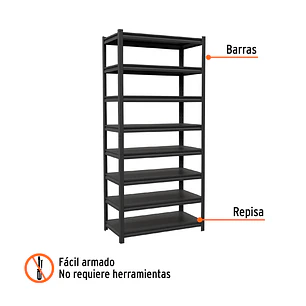 Estante Metálico Truper 58004, 8 Repisas, Capacidad 80 Kg