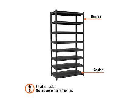 Estante Metálico Truper 58004, 8 Repisas, Capacidad 80 Kg - Foto 2 | aztools.co