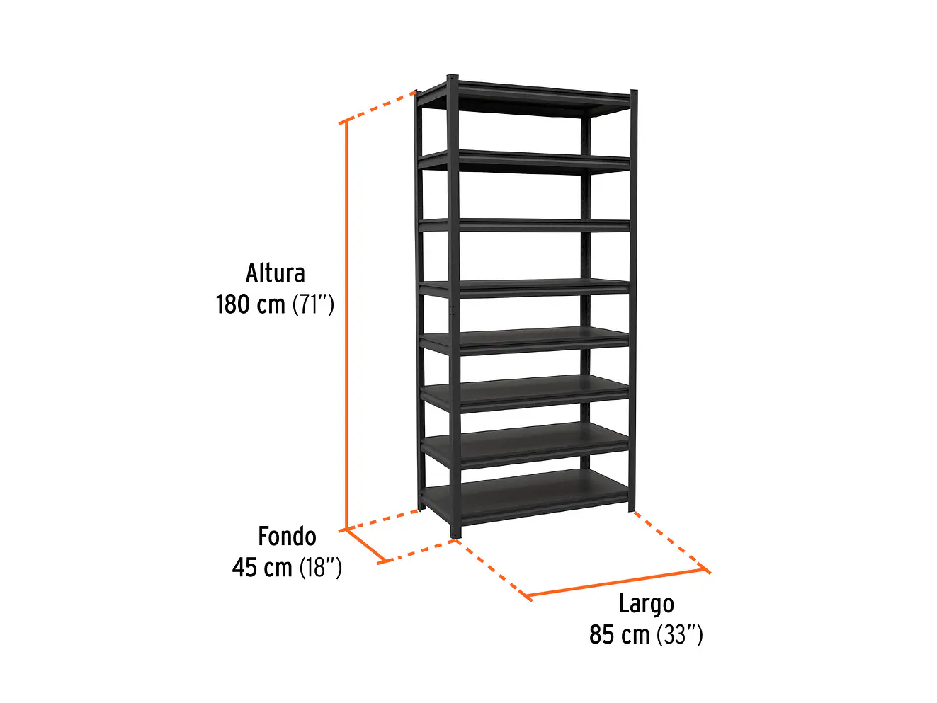 Estante Metálico Truper 58004, 8 Repisas, Capacidad 80 Kg - Foto 3 | aztools.co