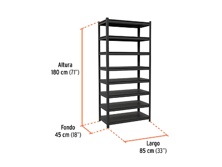 Estante Metálico Truper 58004, 8 Repisas, Capacidad 80 Kg - Foto 3 | aztools.co