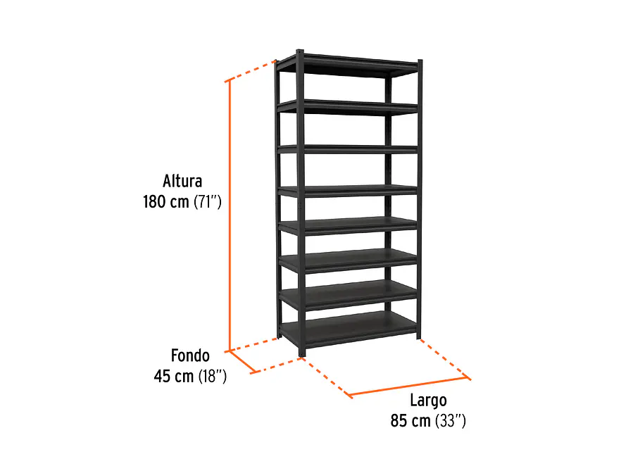Estante Metálico Truper 58004, 8 Repisas, Capacidad 80 Kg - Foto 3 | aztools.co