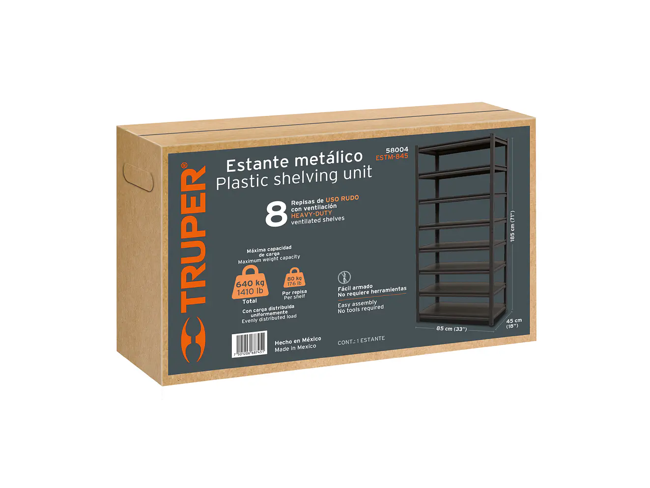 Estante Metálico Truper 58004, 8 Repisas, Capacidad 80 Kg - Foto 5 | aztools.co