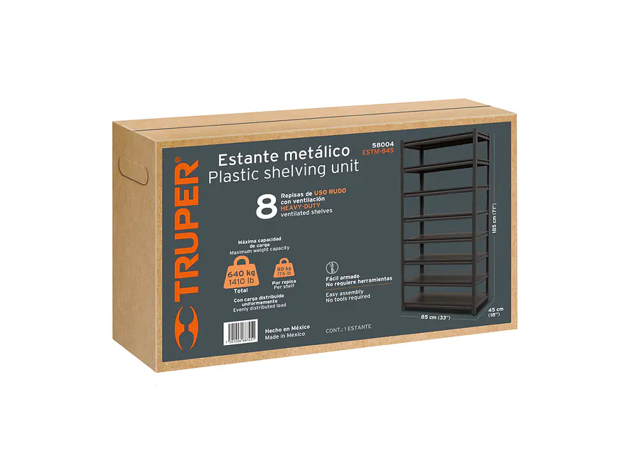Estante Metálico Truper 58004, 8 Repisas, Capacidad 80 Kg - Foto 5 | aztools.co