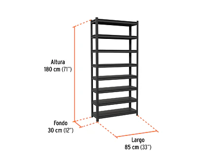 Estante metalico Truper 58001, 8 repisas, capacidad 80kg 30cm - Foto 3 | aztools.co