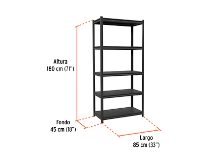 Estante Metálico Truper 58003, 5 Repisas, Capacidad 80 Kg - Foto 3 | aztools.co