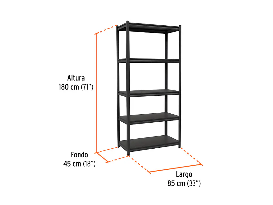 Estante Metálico Truper 58003, 5 Repisas, Capacidad 80 Kg - Foto 3 | aztools.co